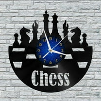 International Chess Vinyl Wall Clock, Vinyl Record Clock Wall Art Silent & Non-ticking(12 inchs B)