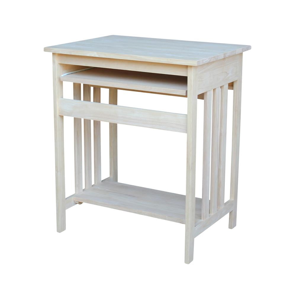 Unfinished Solid Wood Computer Cart with Keyboard Tray