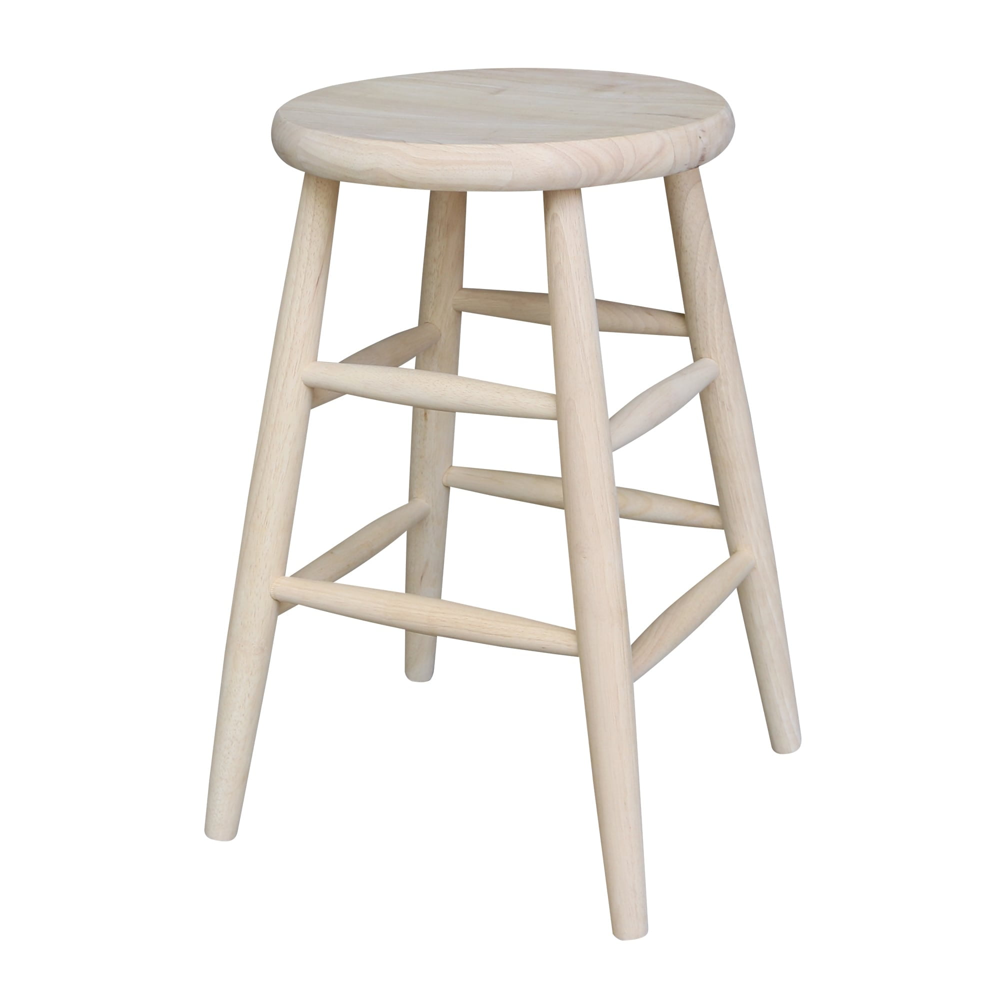 Traditional Solid Hardwood Unfinished Counter Height Stool