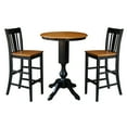 thumbnail image 1 of International Concepts 3-Piece Dining Set with 30" Round Pedestal Bar Height Table and 2 San Remo Bar Height Stools, Black/Cherry, 1 of 3