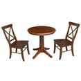 thumbnail image 1 of International Concepts 3-Piece Dining Set with 30" Round Pedestal Table and 2 Cross Back Chairs, Espresso, 1 of 8