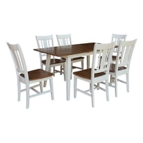 International Concepts Solid Wood 7-Piece Extension Dining Set, Hickory & Shell Two-Tone 60" Butterfly Leaf Table and 6 Matching Splatback Chairs