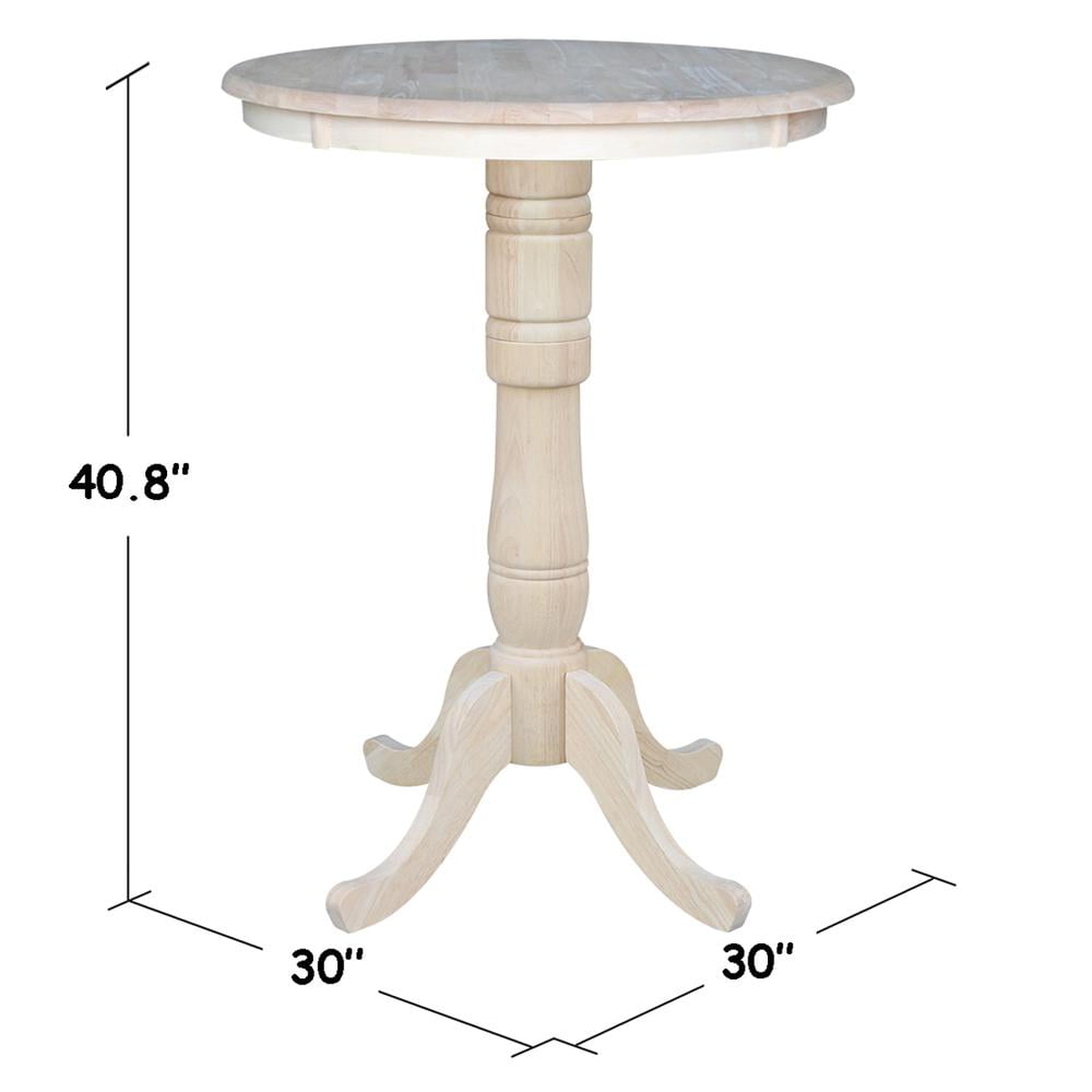 Natural Wood Round Extendable Bar Height Table