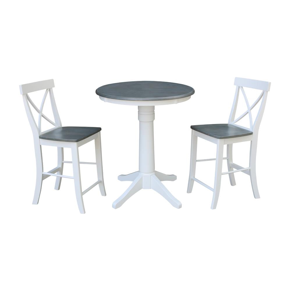Heather Gray & White Round Wood Counter Height Dining Set