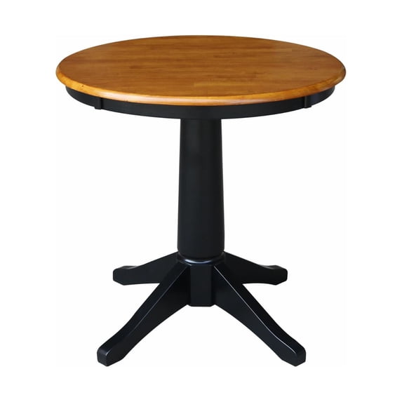 International Concepts 30 in. Round Solid Wood 29.9 in. H Dining Table in Black/Cherry