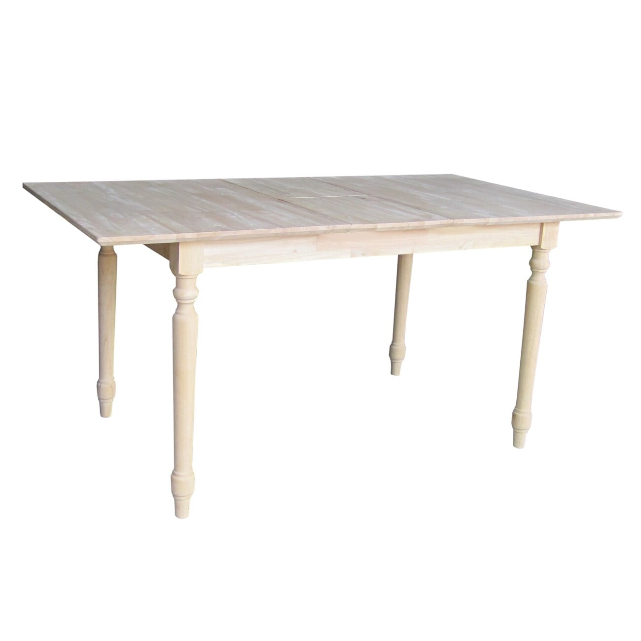 International Concepts 32 inch Wide Unfinished Turned Style Parawood Dining Table with Butterfly Extension