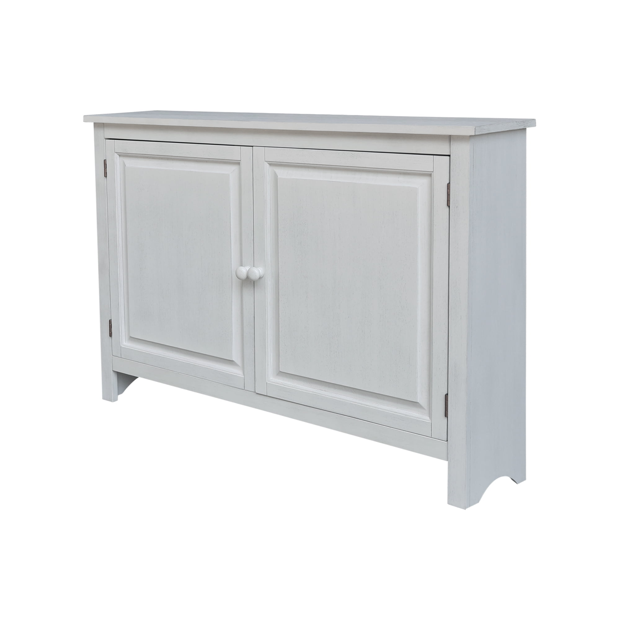 Chalk White Solid Wood Hall Storage Cabinet with Adjustable Shelves