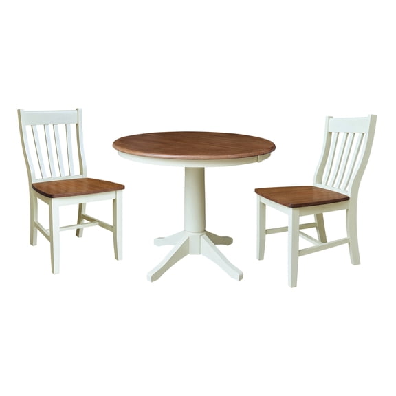36" Round Extension Dining Table with 2 Cafe Dining Chairs - Multi-Color