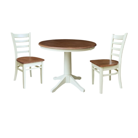 36" Round Extension Dining Table with 2 Emily Chairs - Multi-Color