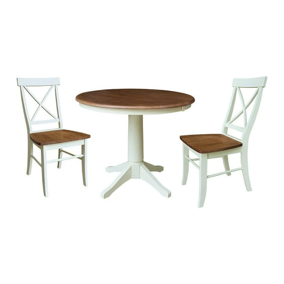 International Concepts 36" Round Extension Dining Table with 2 X-Back Chairs