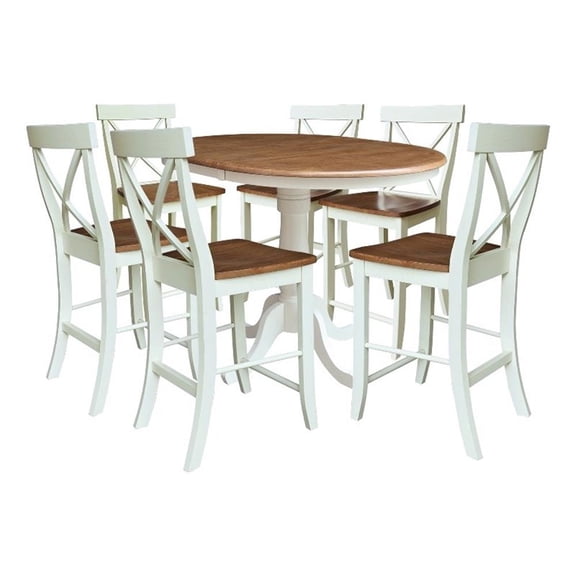 36" Round Extension Dining Table with 6 Counter Height Stools - Multi-Color