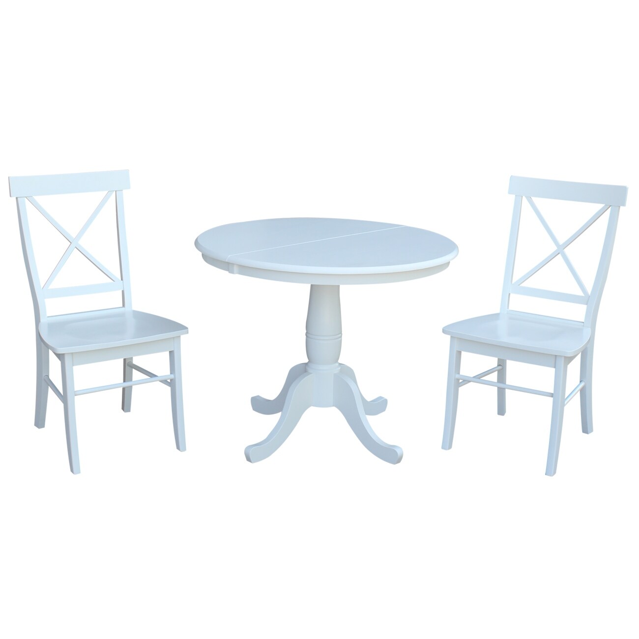 International Concepts 36" Round Extension Dining table with 2 Xback