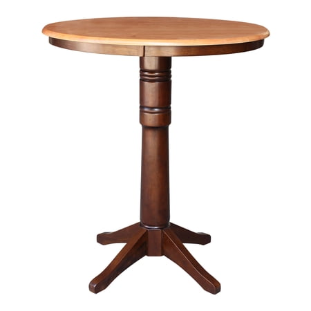 Round 30" Top Pedestal Bar HeightTable - Cinnamon/Espresso