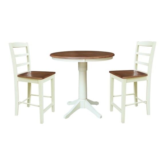 36" Round Pedestal Gathering Height Table With 2 Counter Stools - Multi-Color