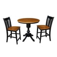 thumbnail image 1 of International Concepts 36" Round Pedestal Gathering Height Table With 2 San Remo Counter Height Stools - 3 Piece Set - Black/Cherry, 1 of 3