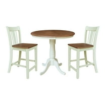 International Concepts 36" Round Pedestal Height Dining Table 2 San Remo Counter Height Stools