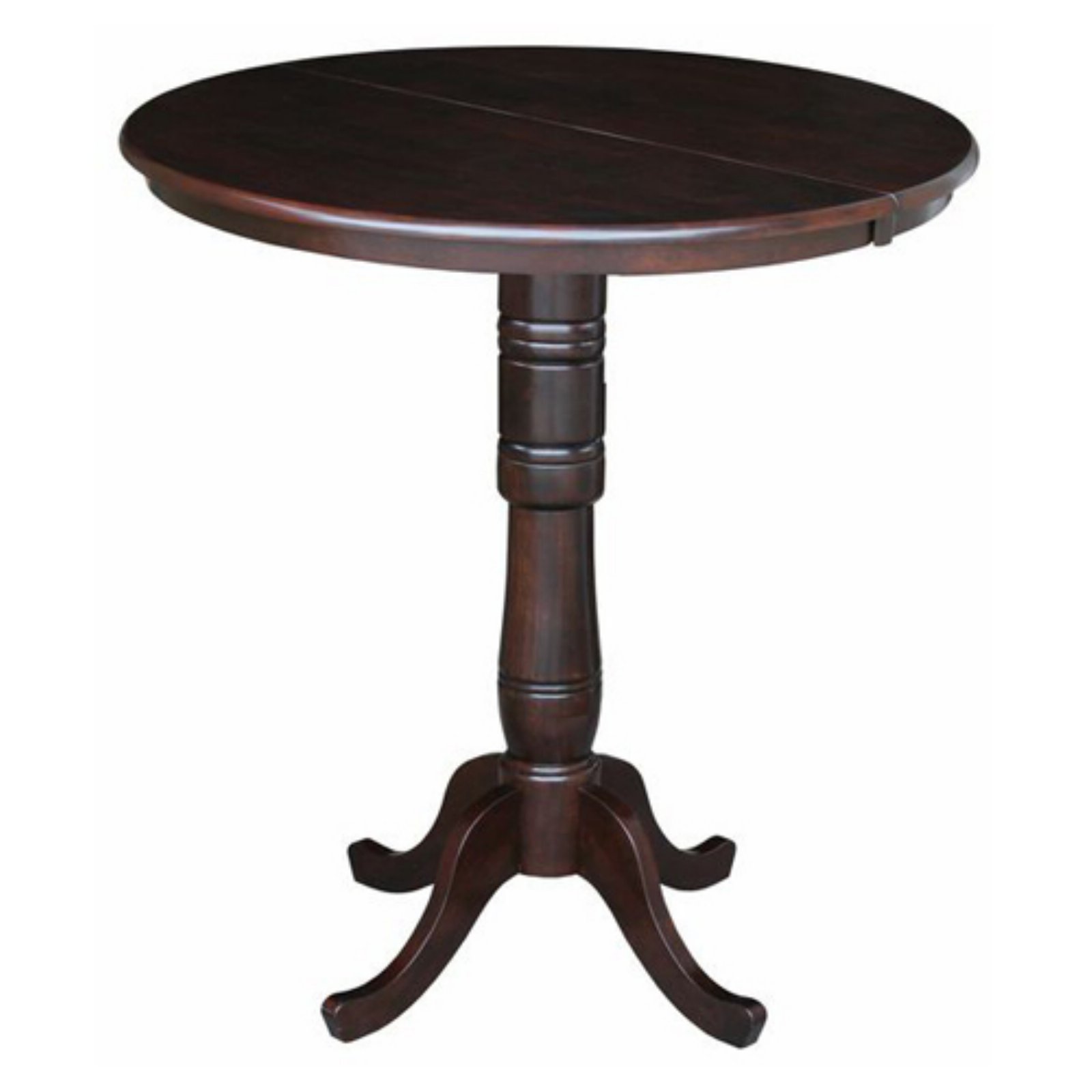 Rich Mocha Solid Wood 36" Round Extendable Counter Height Table
