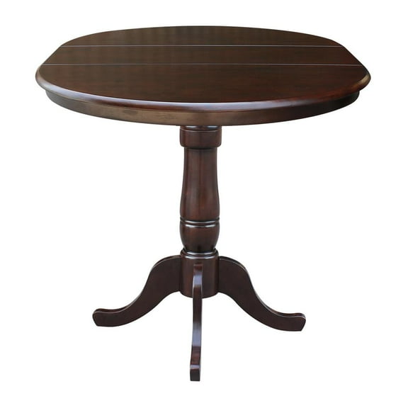 International Concepts 36" Round Top Counter Table With 12" Leaf in Mocha Brown