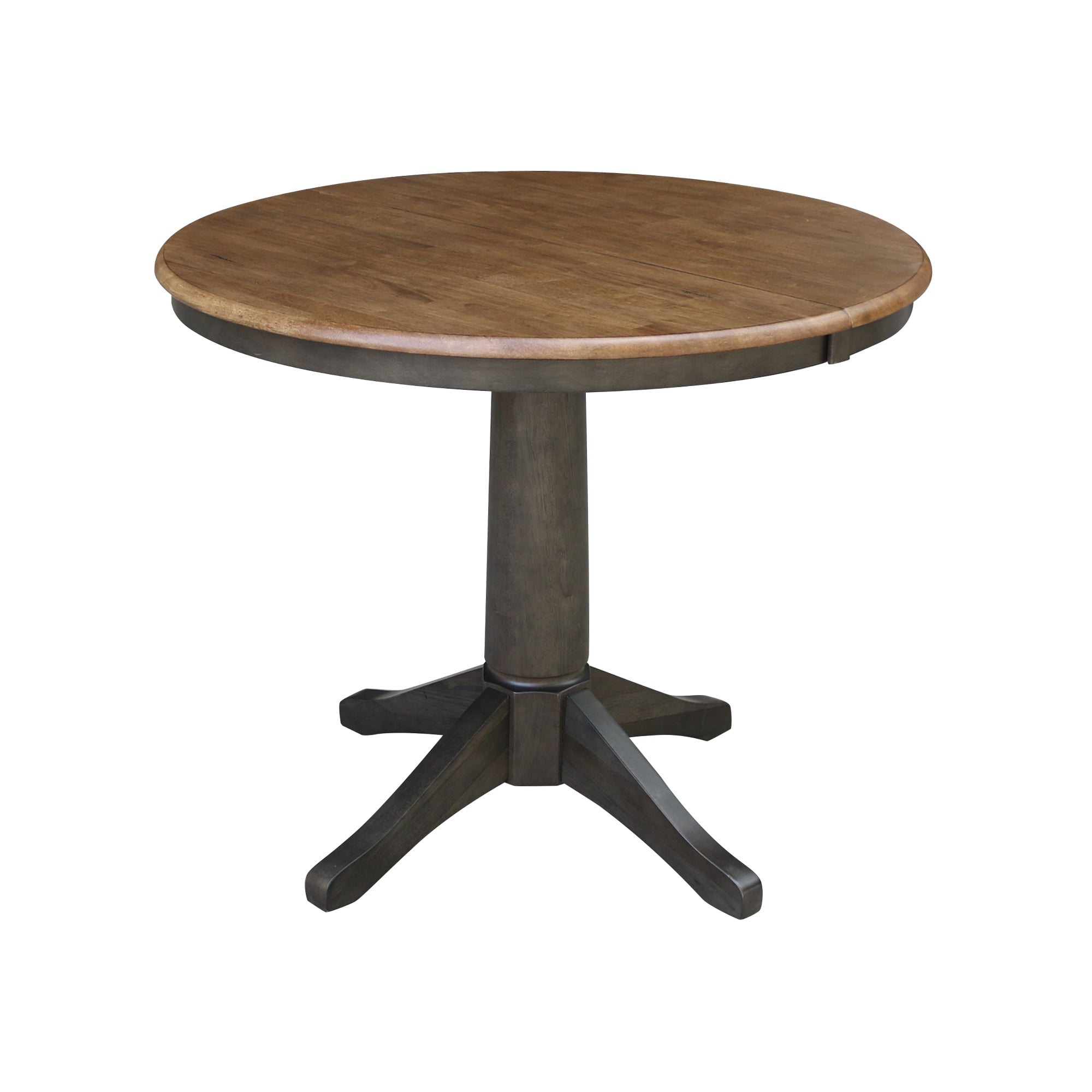 Hickory Top Extendable Round Dining Table in Washed Coal