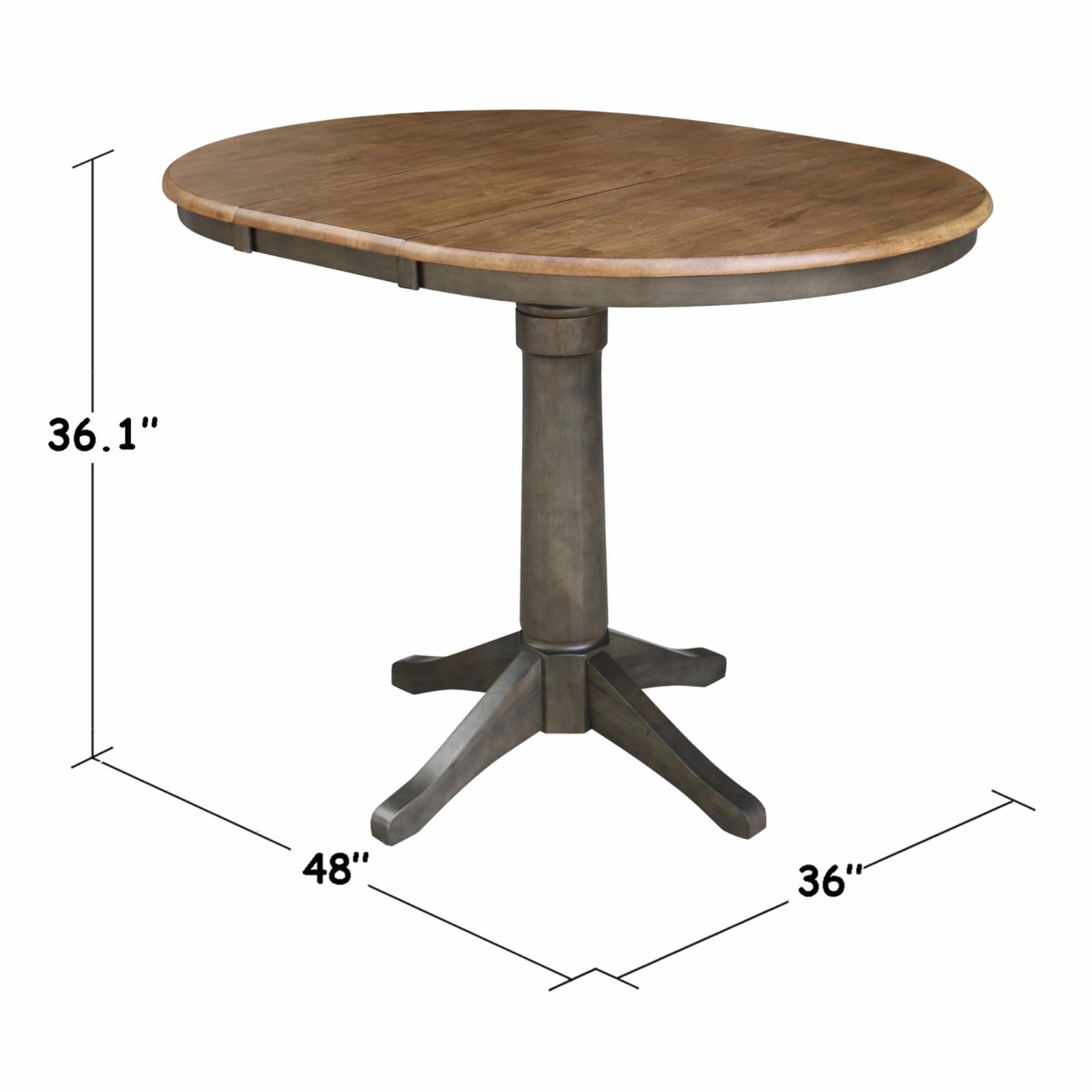 50.8" Round Extendable Wood Counter Height Table in Hickory