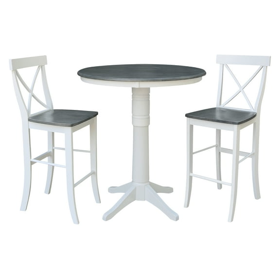 International Concepts 36" Solid Wood Bar Table With 2 X-Back Bar Stools