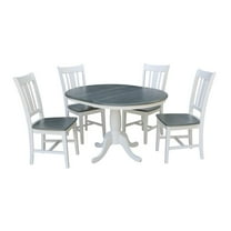 International Concepts 36" Solid Wood Extension Dining Table With 4 Chairs
