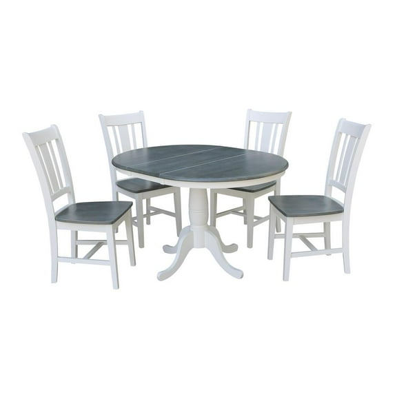 International Concepts 36" Solid Wood Extension Dining Table With 4 Chairs