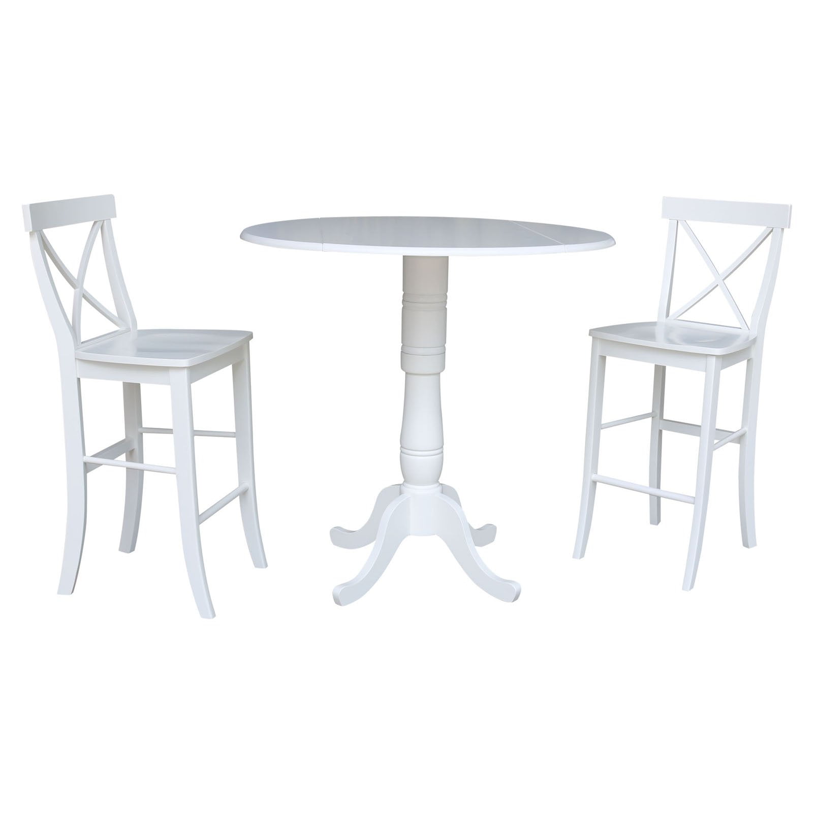 International Concepts 42"H Wood Round Top Pedestal Bar Height Drop