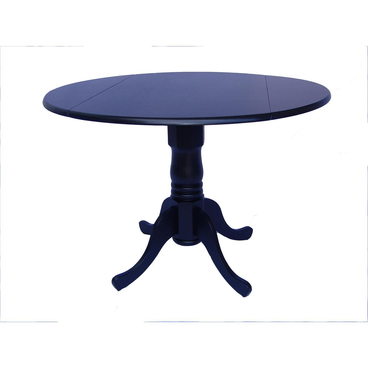 Casual Contemporary 42" Black Round Wood Extendable Dining Table