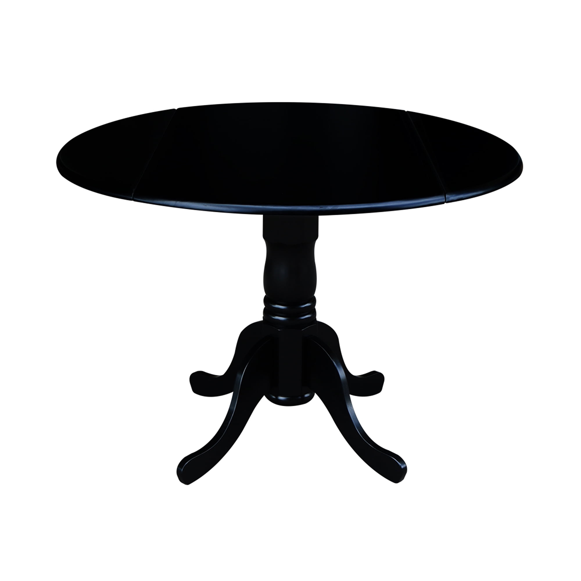 Casual Contemporary 42" Black Round Wood Extendable Dining Table