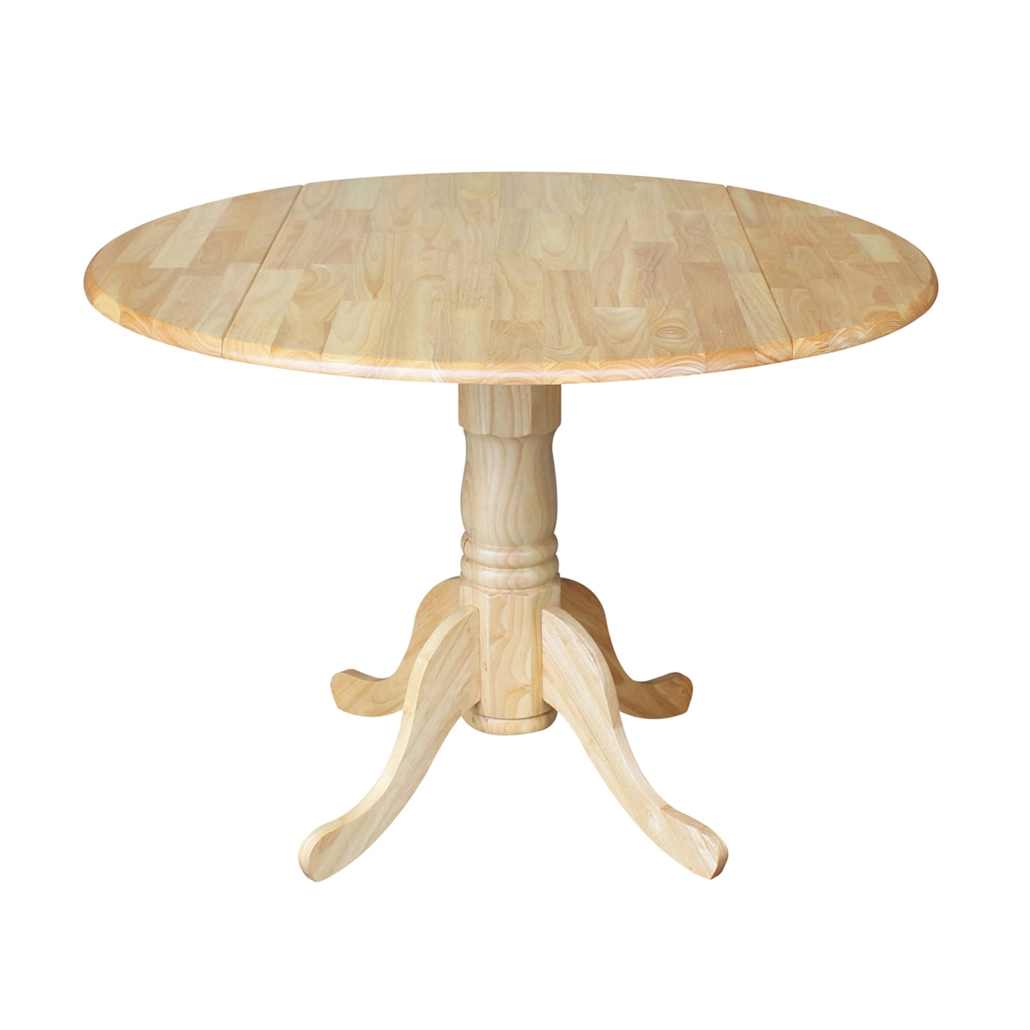 Natural Wood Round Dual Drop Leaf Dining Table