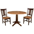 thumbnail image 1 of International Concepts 42" Round Top Dual Drop Leaf Pedestal Table with 2 Chairs, Cinnamon/Espresso, 1 of 13