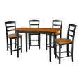 thumbnail image 1 of International Concepts 5-Piece Solid Wood Counter Height Dining Set with Rectangle Table and 4 Emily Ladder Back Stools - Black/Cherry, 1 of 3