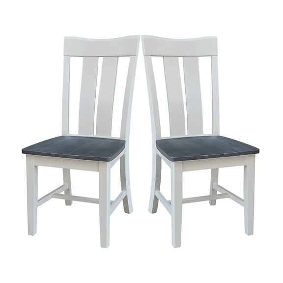 International Concepts Ava Solid Wood Dining Side Chair in White (Set of 2)