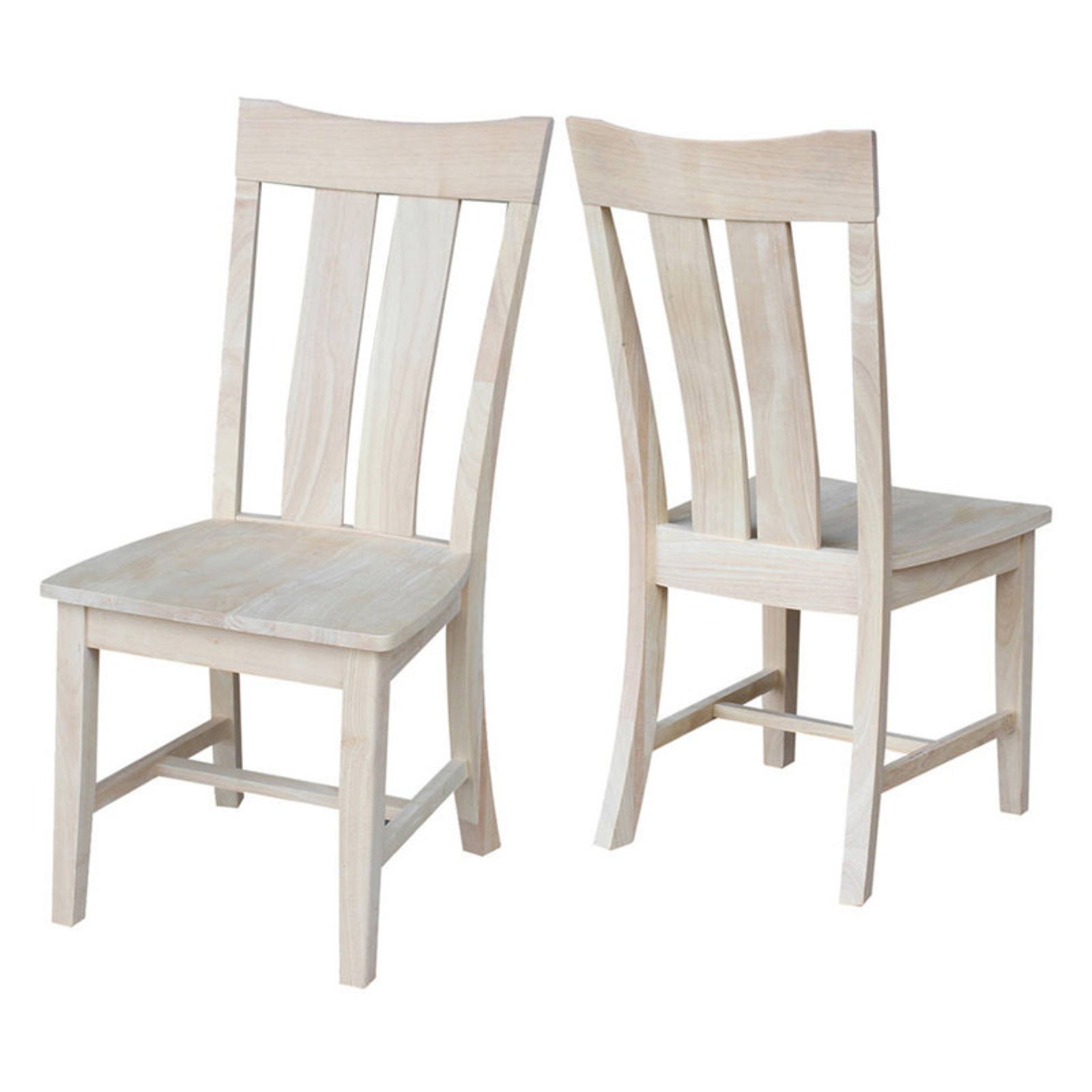 Ava White Wood High Slat Back Dining Chairs, Set of 2