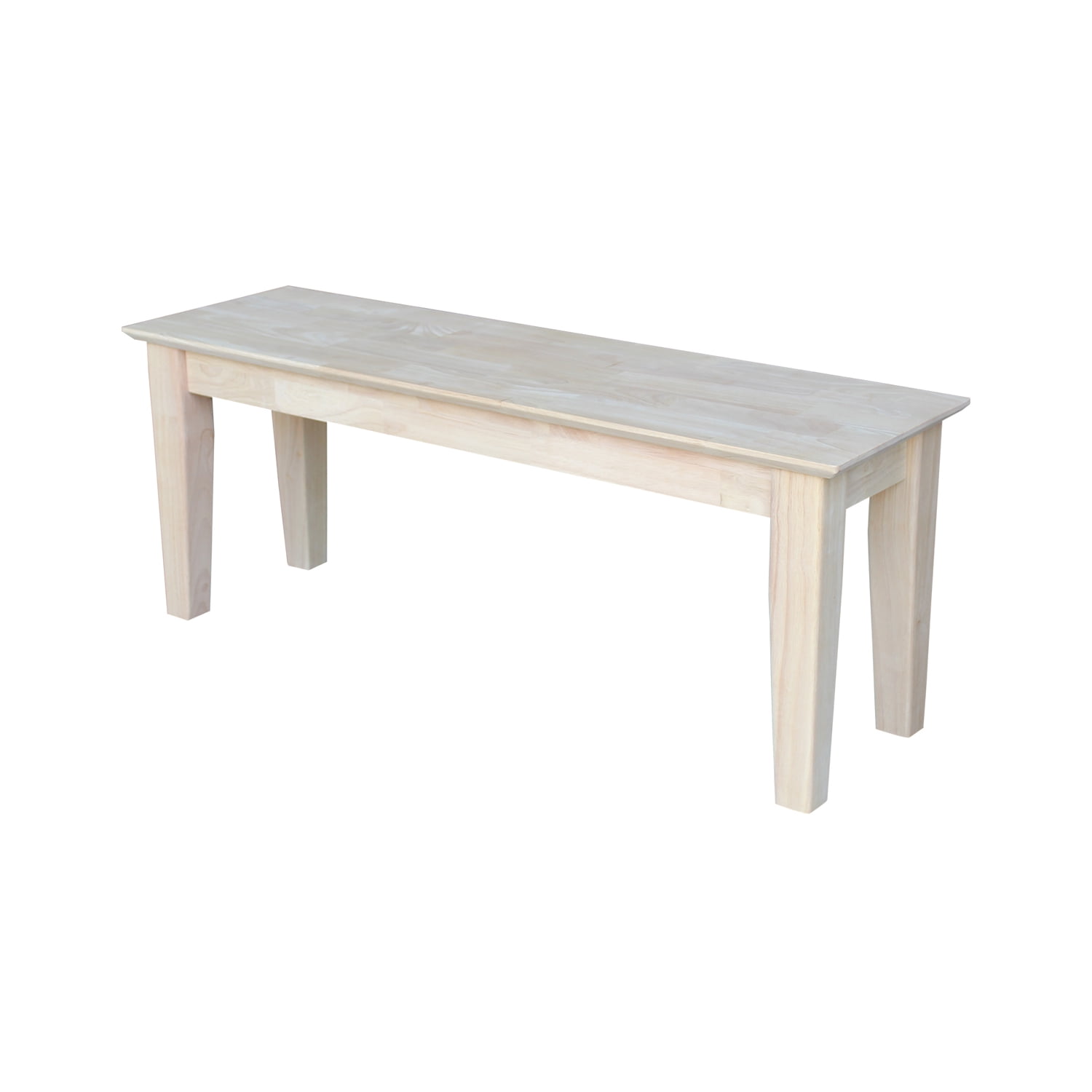 Traditional Shaker Style Solid Parawood Entryway Bench in Unfinished Brown