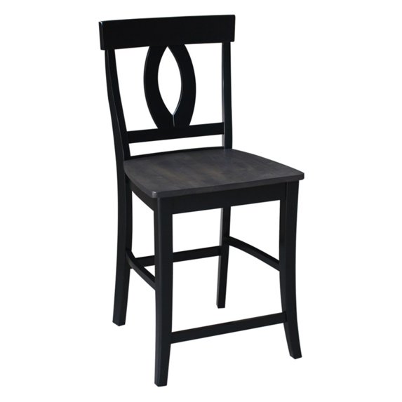 International Concepts Black/Washed Coal Solid Wood Cosmo Counter Height Stool