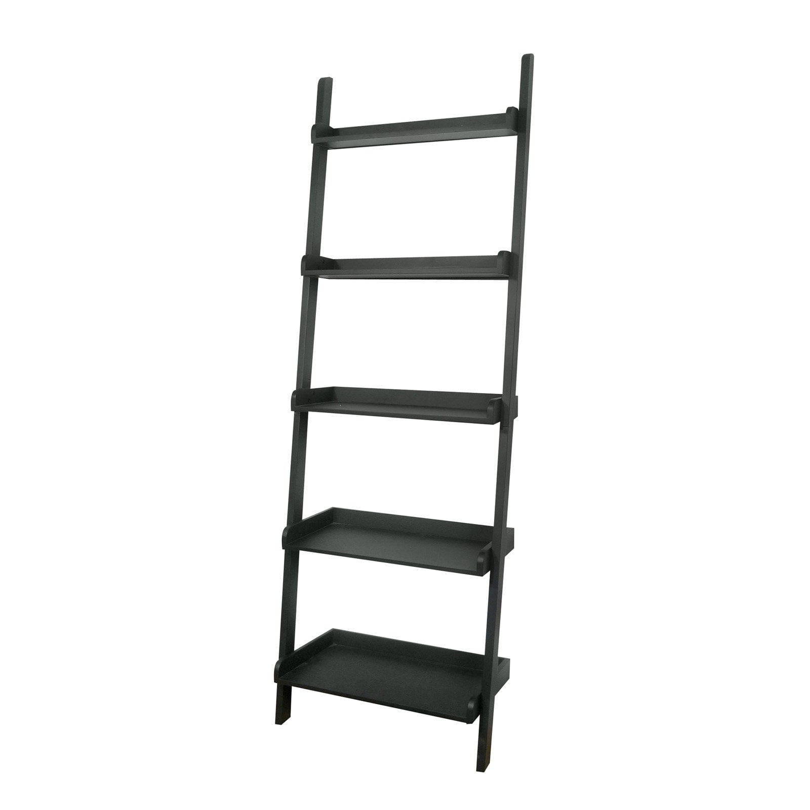 Adjustable Black Wood Ladder Shelf Unit, 51.2"
