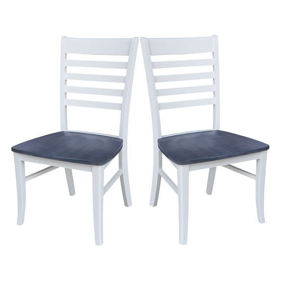 International Concepts Set of Two Cosmo Roma Solid Wood Dining Chair in White/Heather Gray