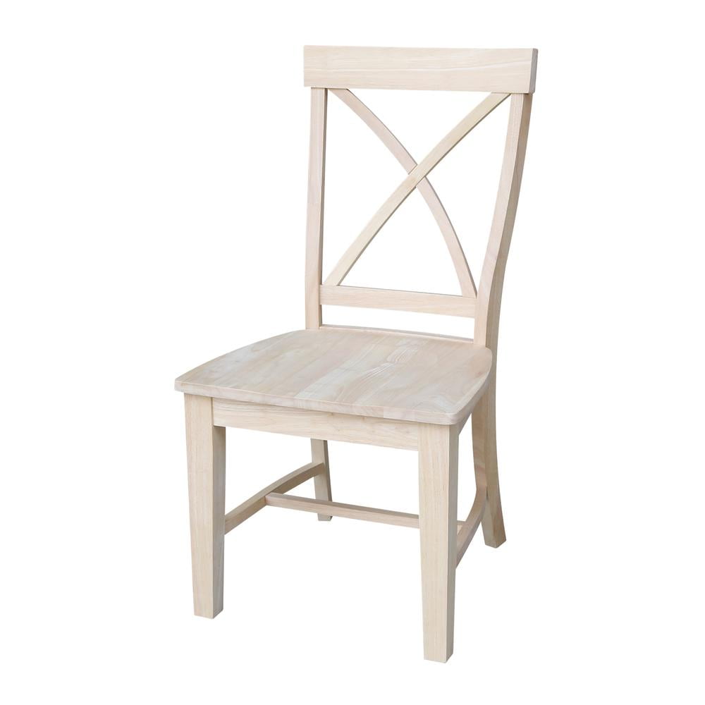 Creekside Light Beige Wood Cross Back Dining Chairs, Set of 2