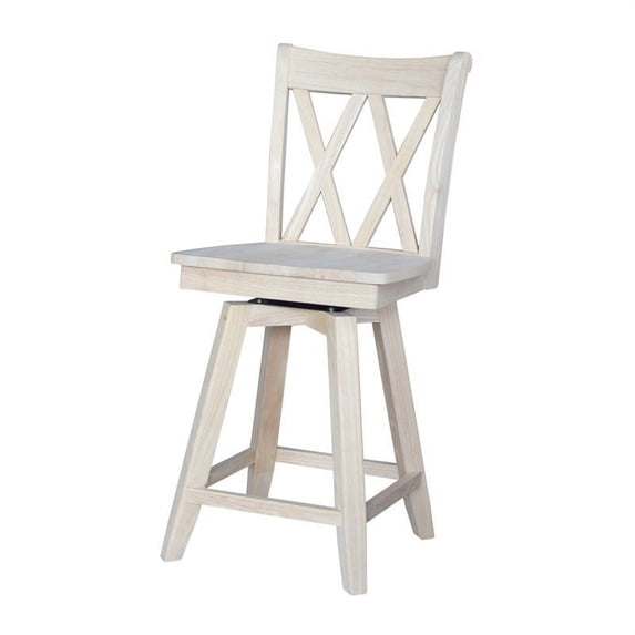 International Concepts Unfinished Solid Wood 24-Inch Swivel Counter Stool