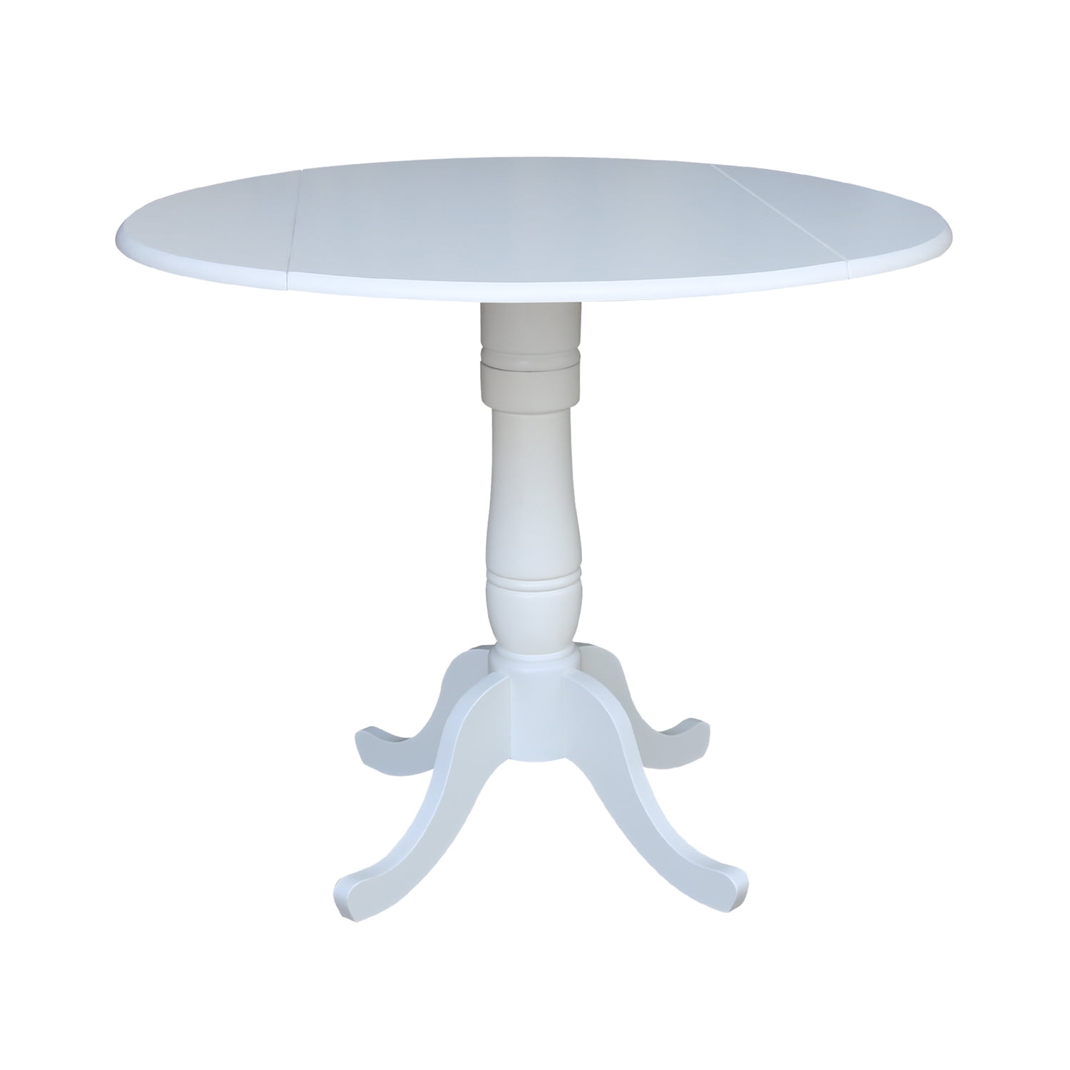 Farmhouse White Wood Round Extendable Counter Height Table