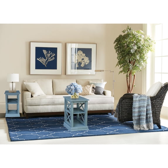 International Concepts Hampton Accent Table with Shelves in Ocean Blue