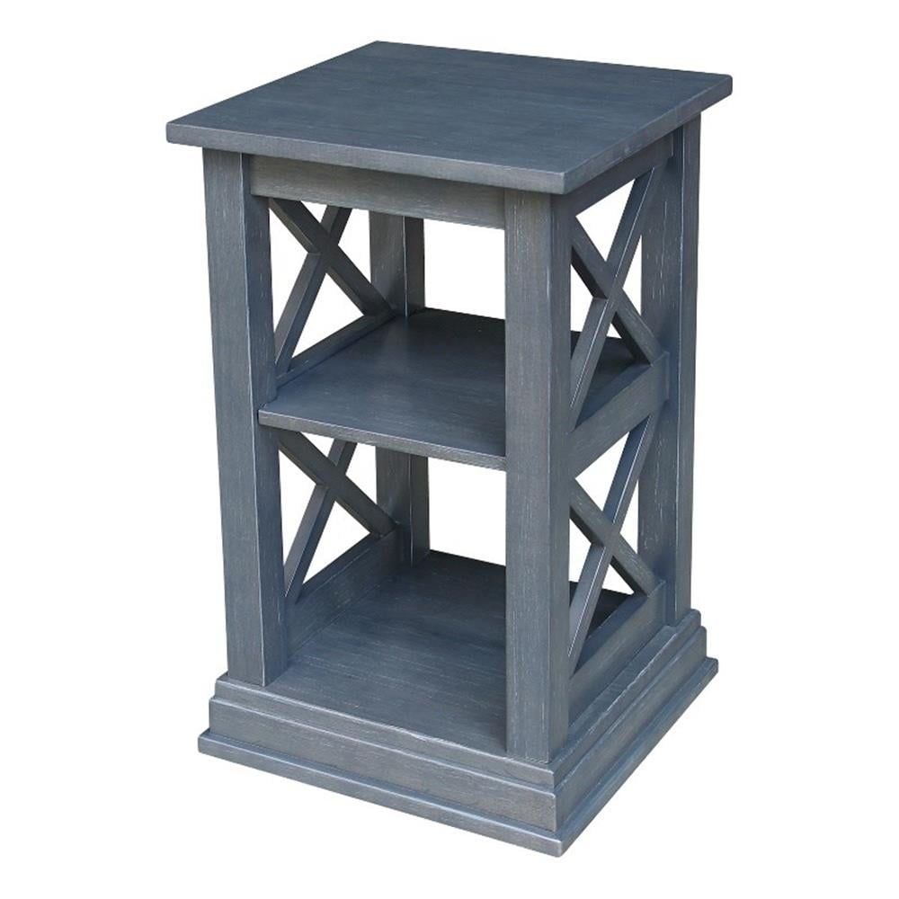 Heather Gray Solid Parawood Hampton Accent Table with Shelves