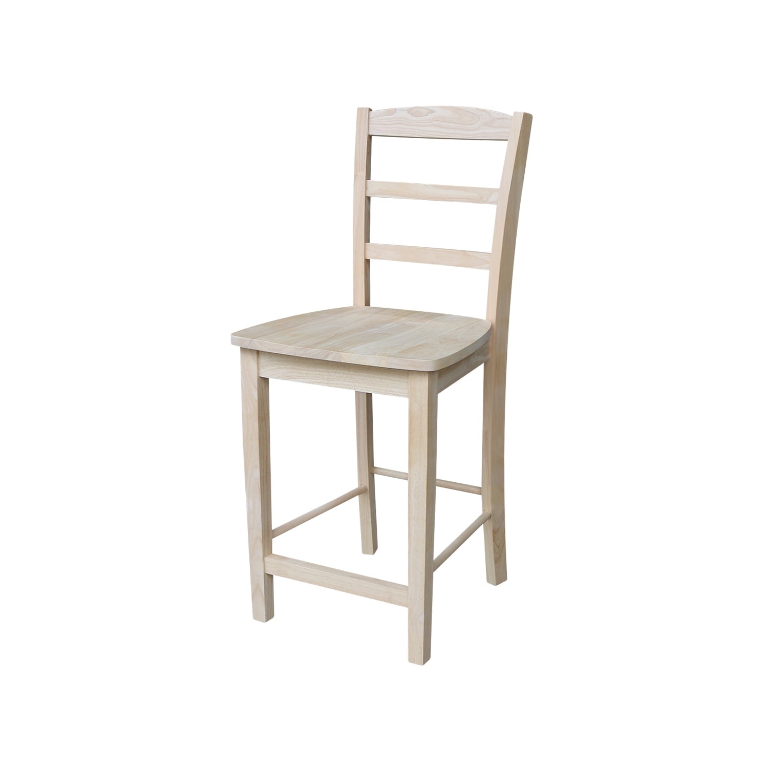 Traditional Unfinished Solid Parawood 24" Madrid Barstool
