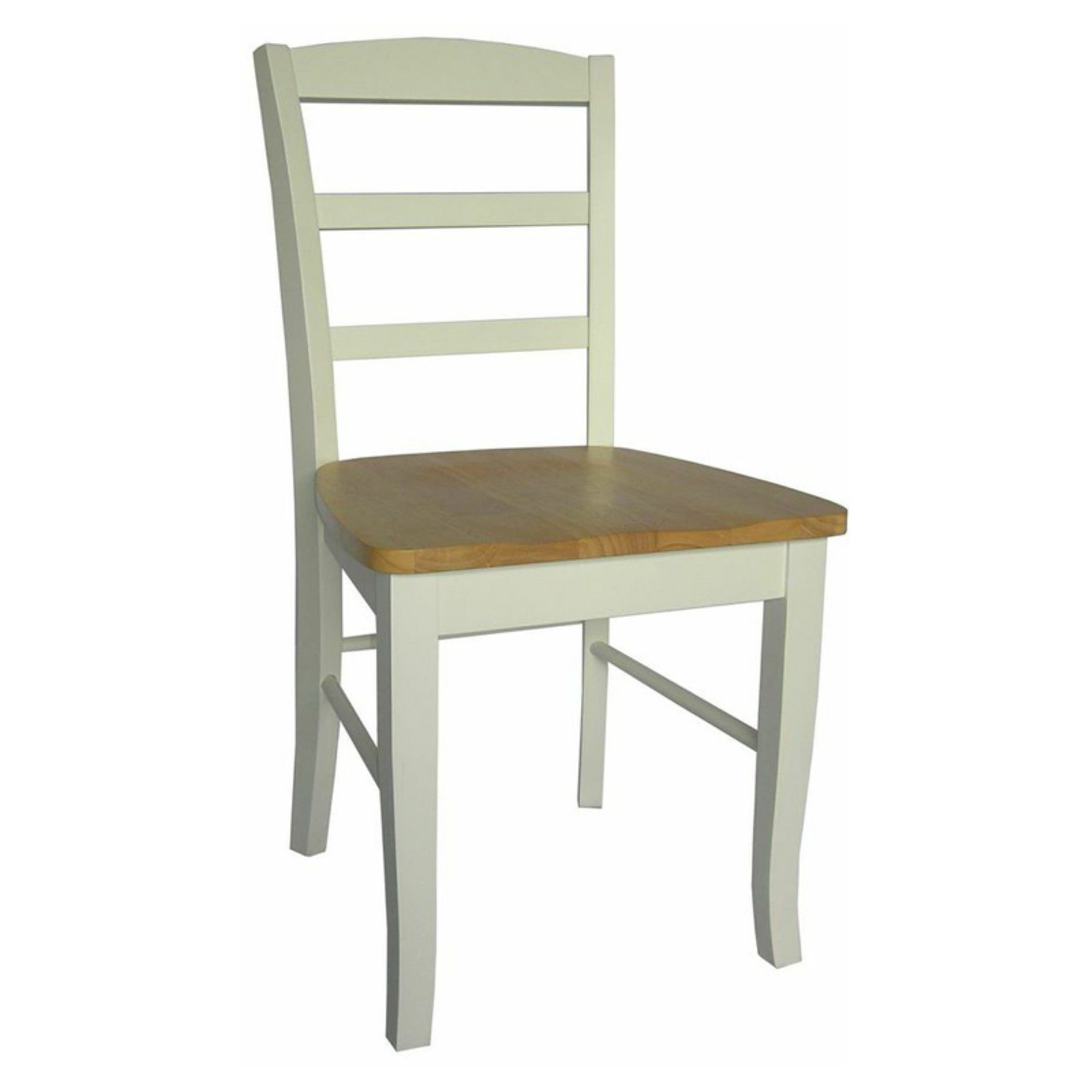 White and Natural Wood Ladderback Side Chair