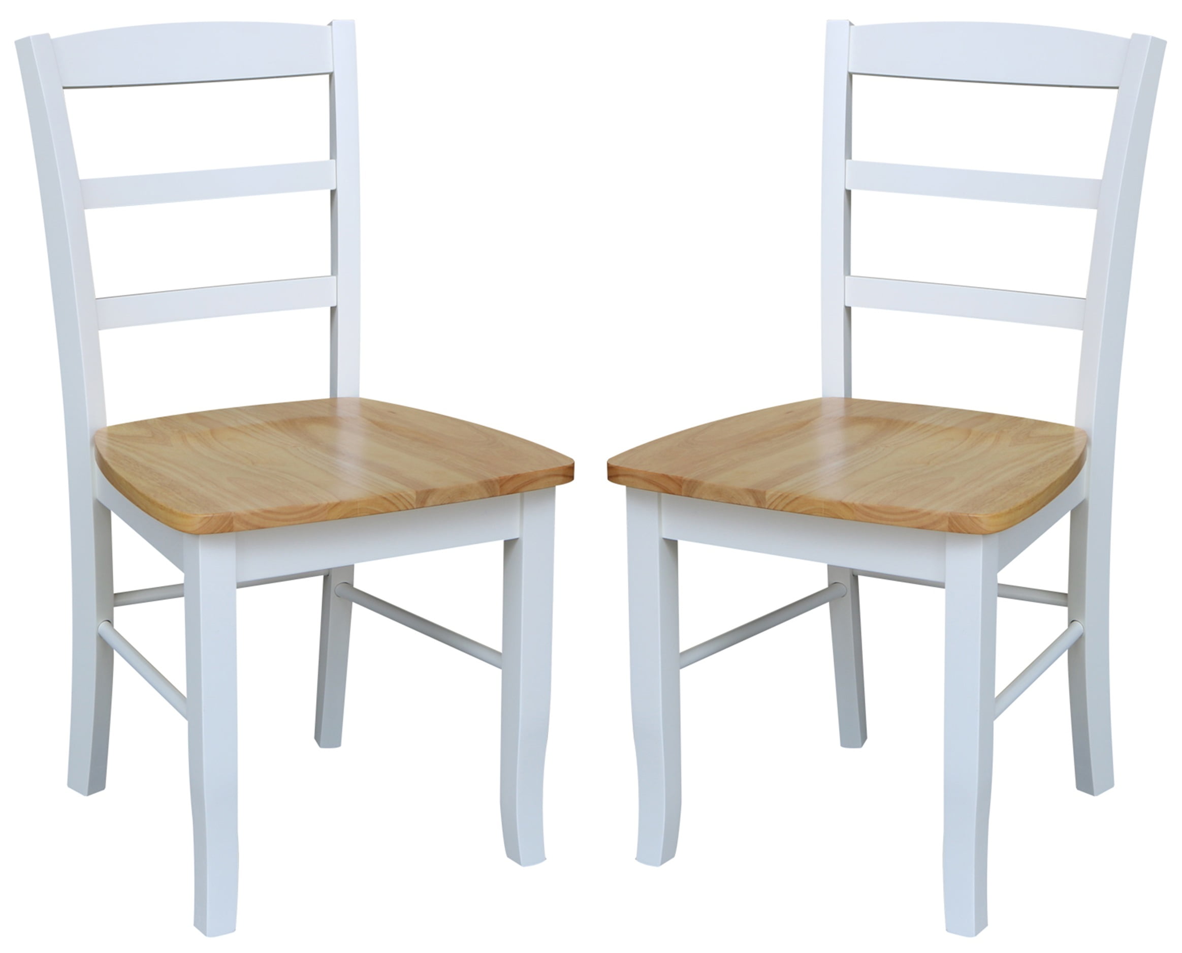 White and Natural Wood Ladderback Side Chair