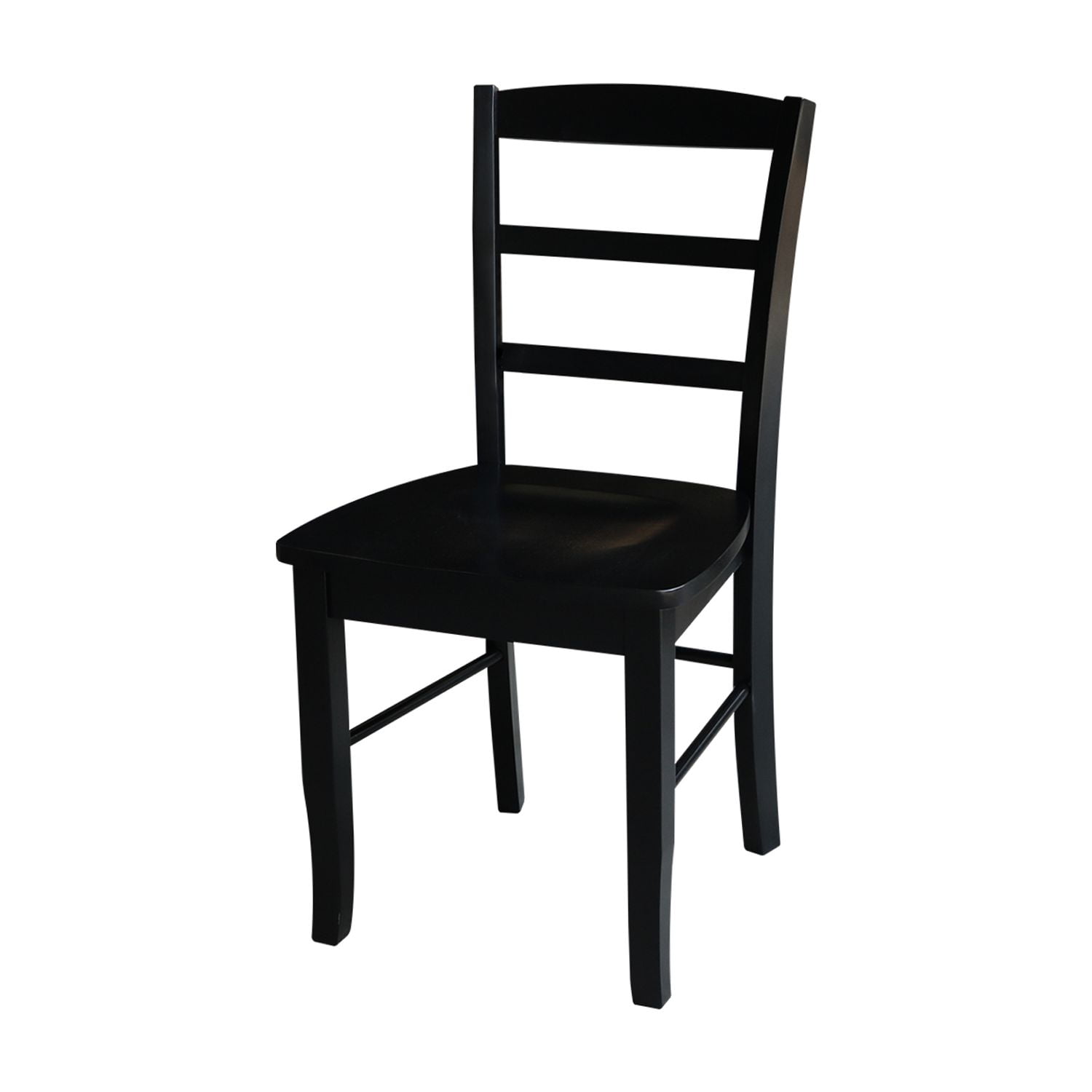 Elegant Black Solid Wood Ladderback Side Chair Set