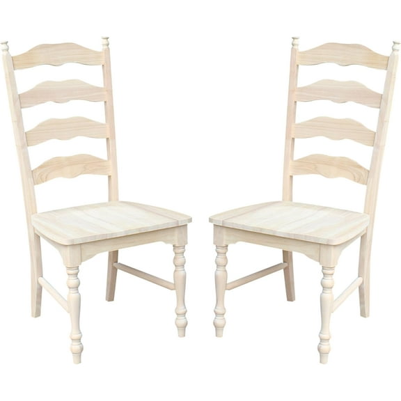 International Concepts Maine Ladderback Chairs, Solid Parawood, Unfinished (Set of 2)