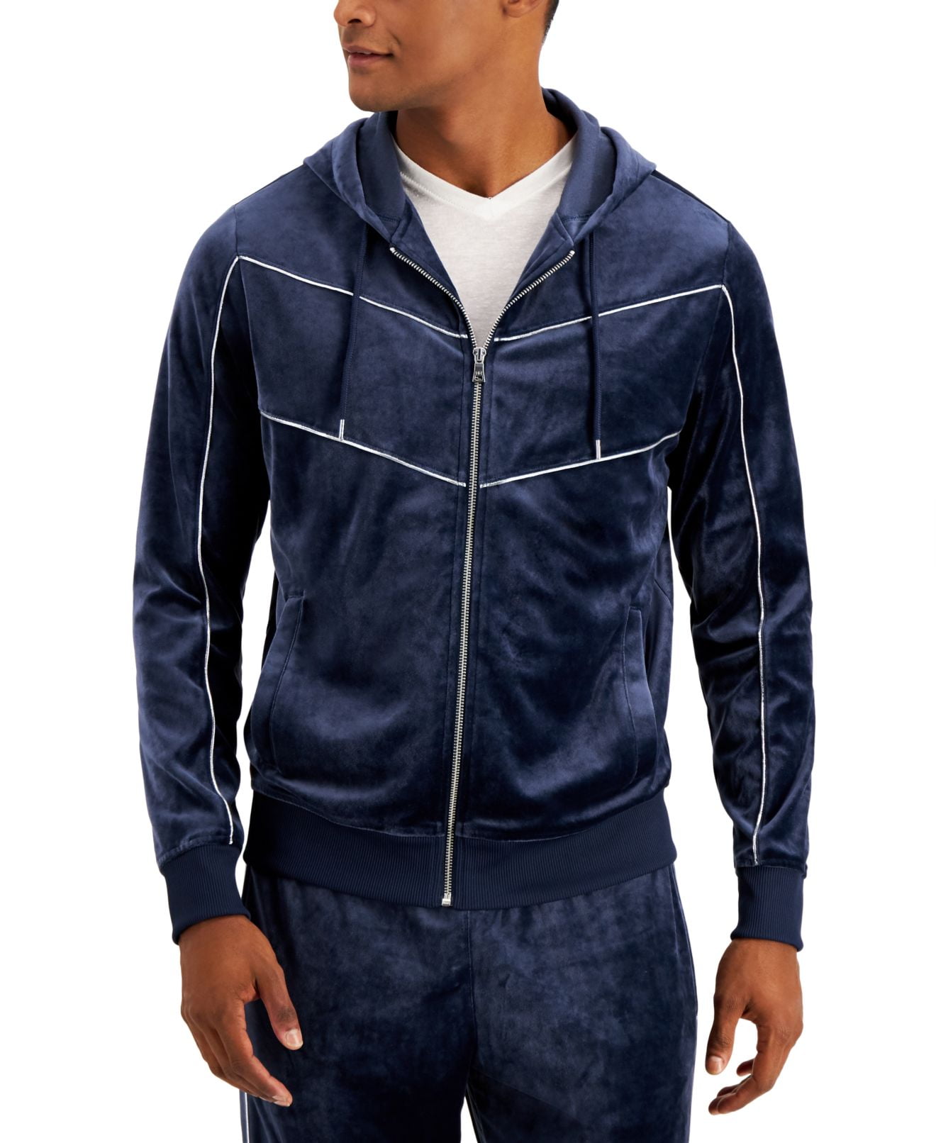 International Concepts Men s Full Zip Skip Hoodie in Basic Navy Medium Walmart